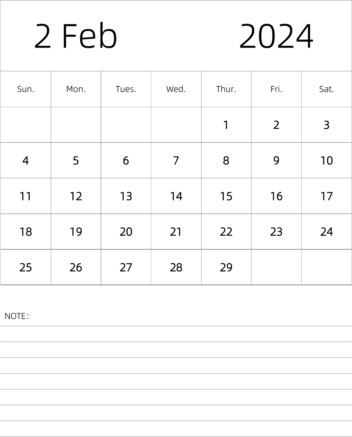 模板[DF101] 日历表 2024年 月历 英文版 纵向排版 周日开始 带节假日调休安排
