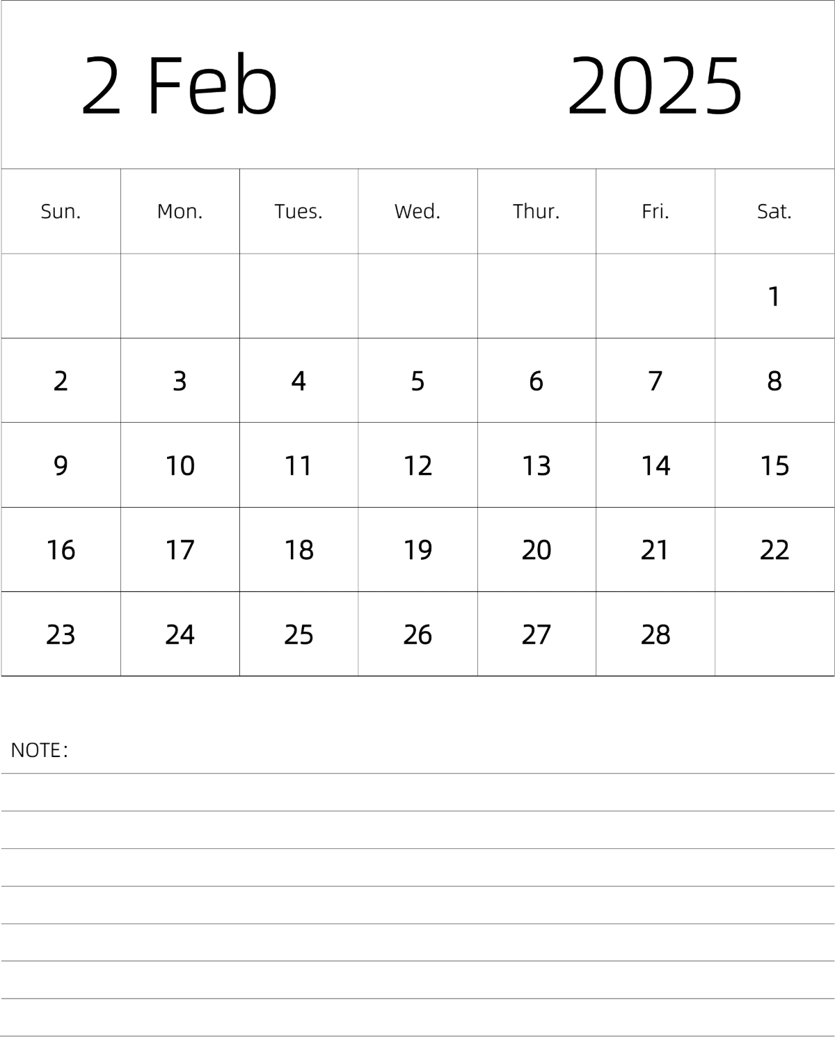 模板[DF101] 日历表 2025年 月历 英文版 纵向排版 周日开始 带节假日调休安排
