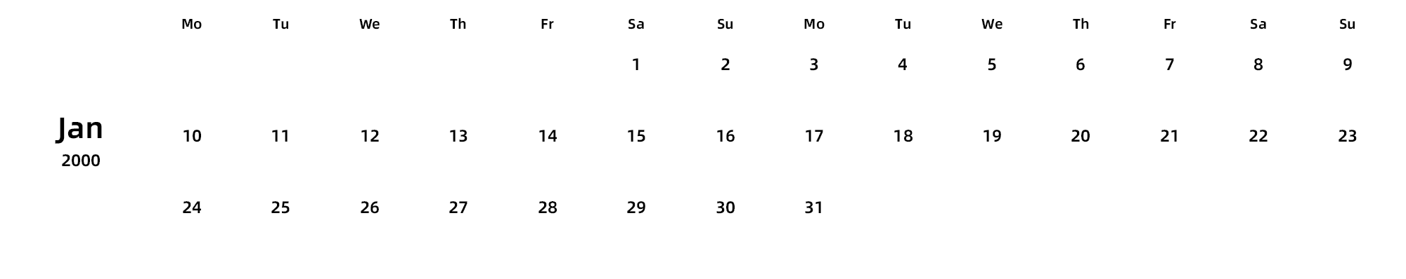 英文版 周一开始