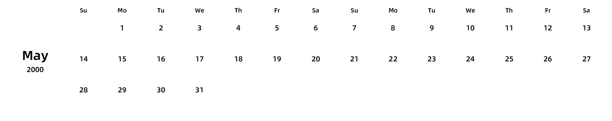 英文版 周日开始