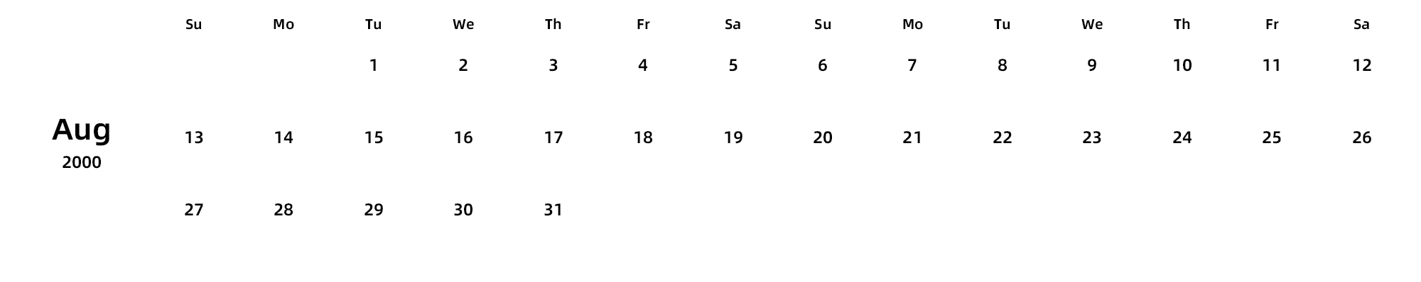 英文版 周日开始