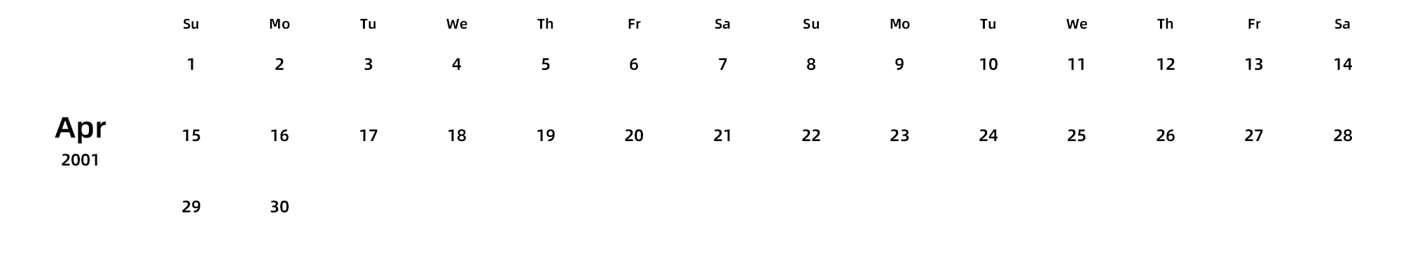 英文版 周日开始