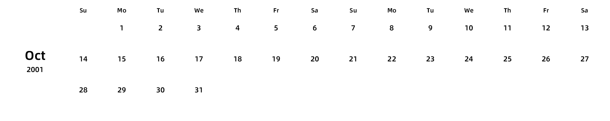 英文版 周日开始