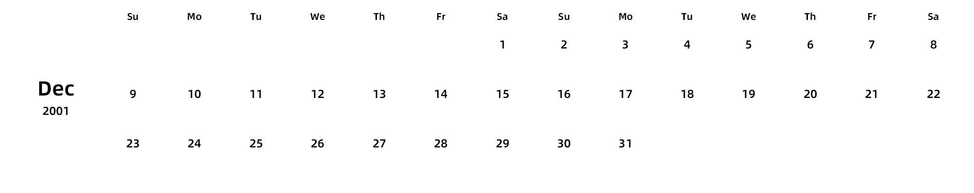 英文版 周日开始