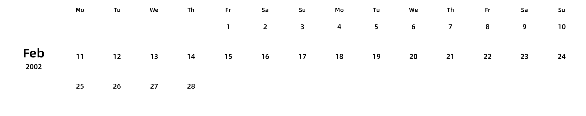 英文版 周一开始