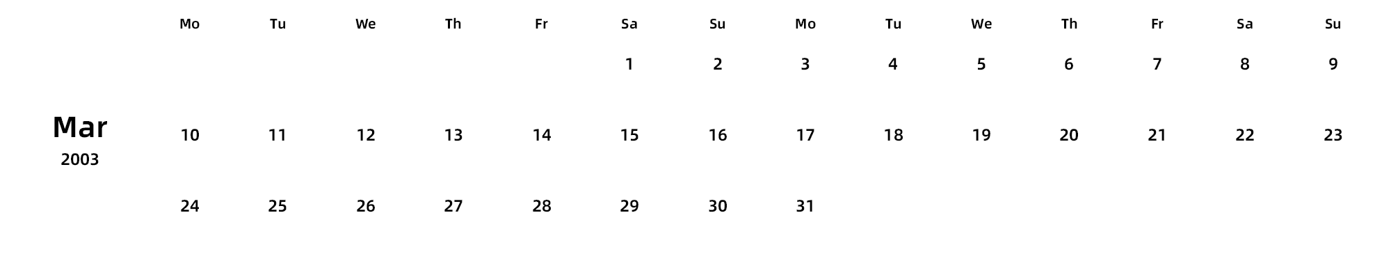 英文版 周一开始 带节假日调休安排