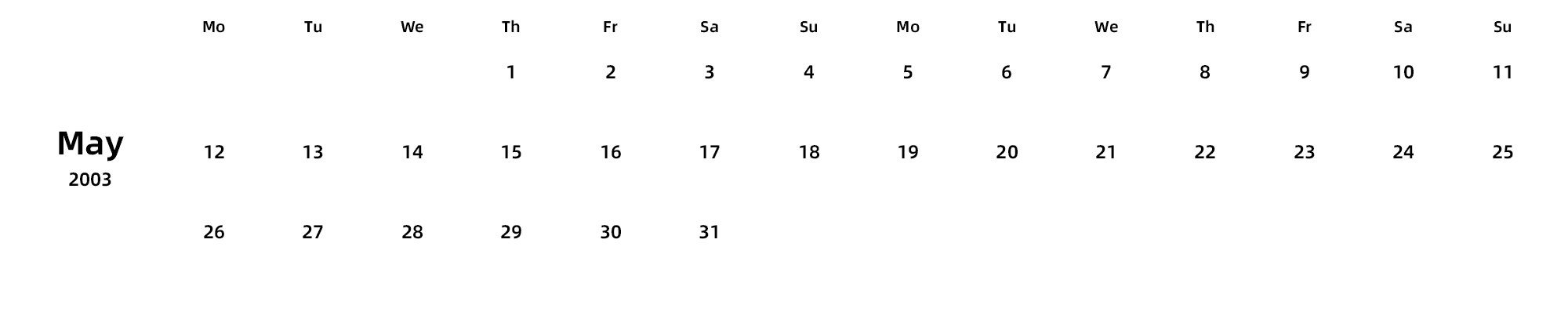 英文版 周一开始 带节假日调休安排