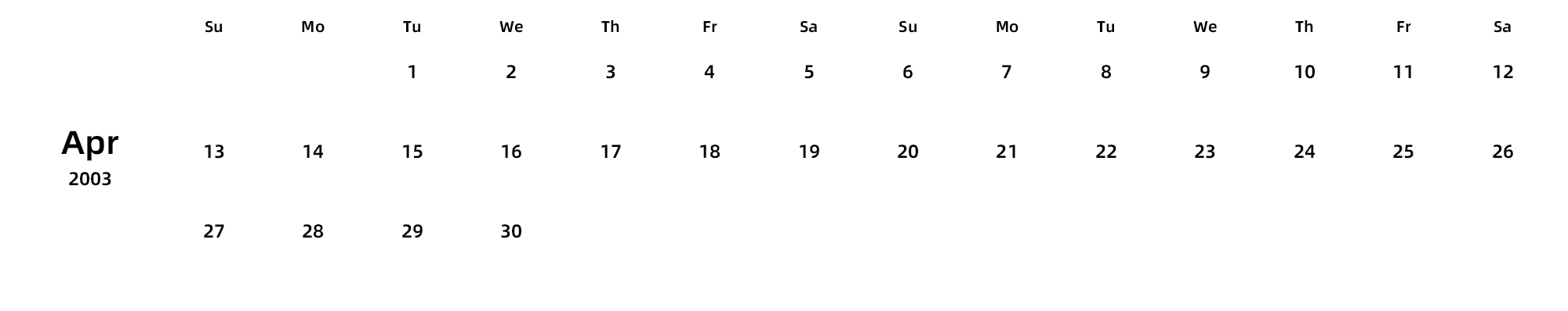 英文版 周日开始