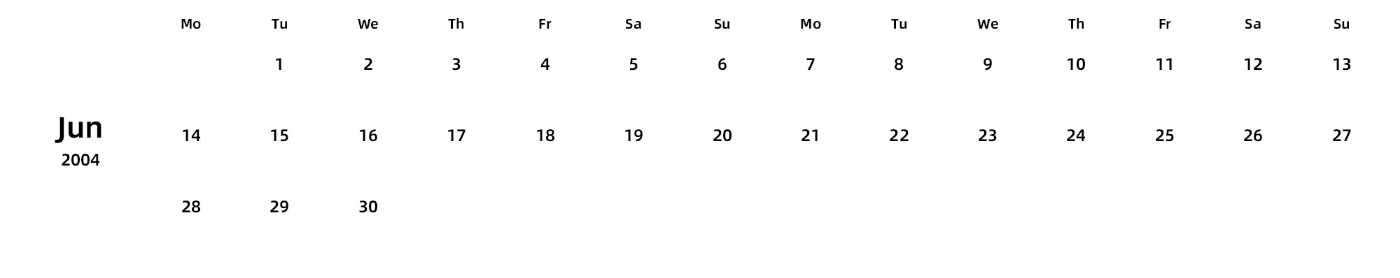 英文版 周一开始