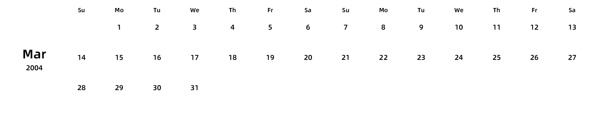 英文版 周日开始