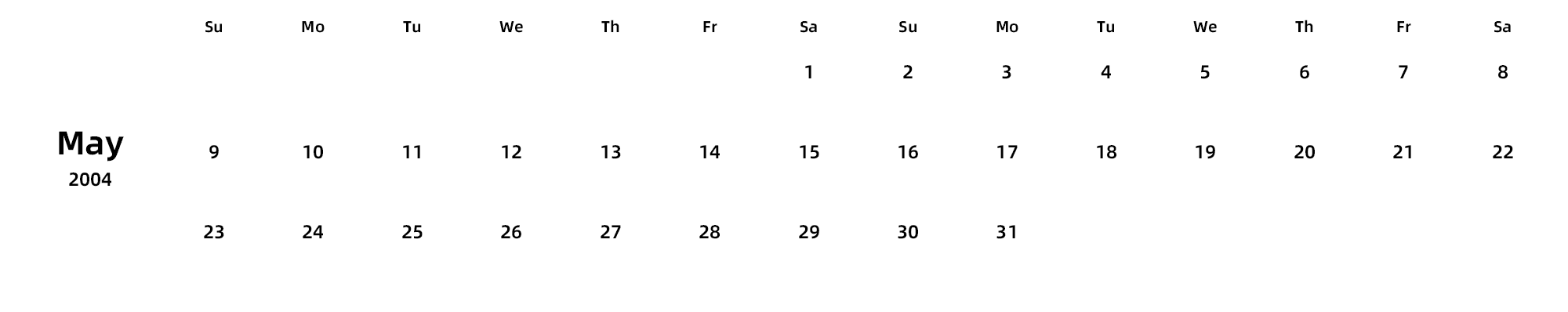英文版 周日开始