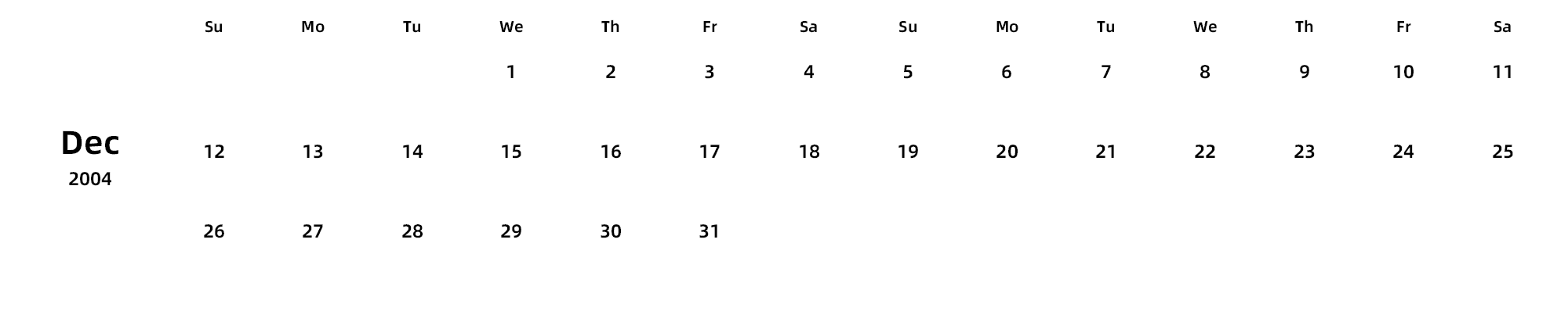 英文版 周日开始