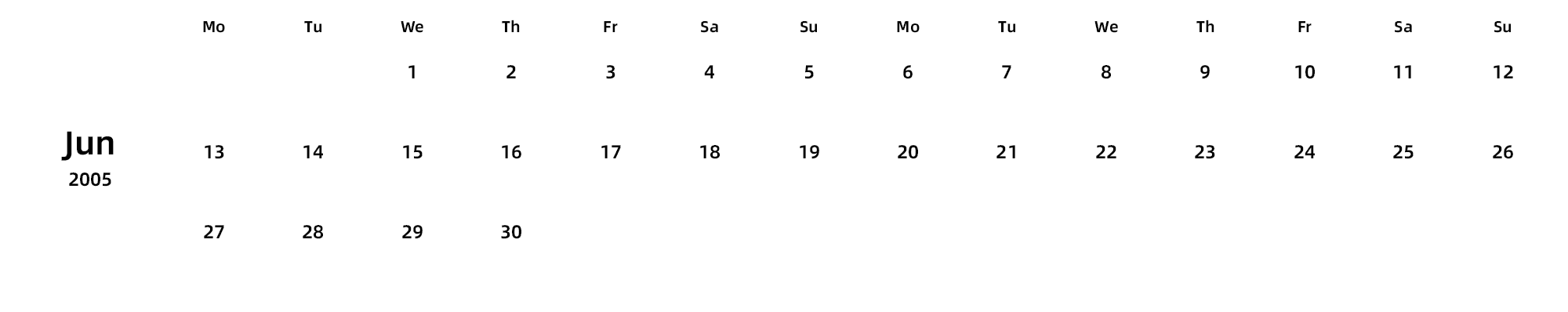 英文版 周一开始 带节假日调休安排