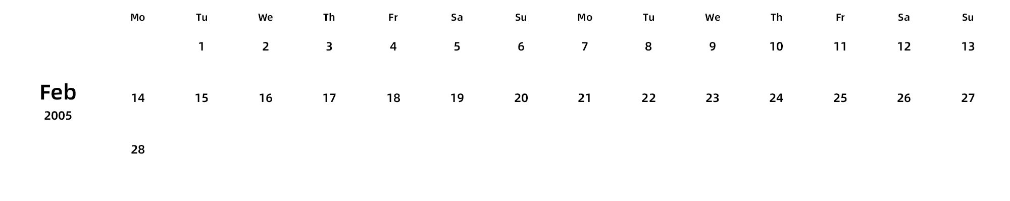英文版 周一开始