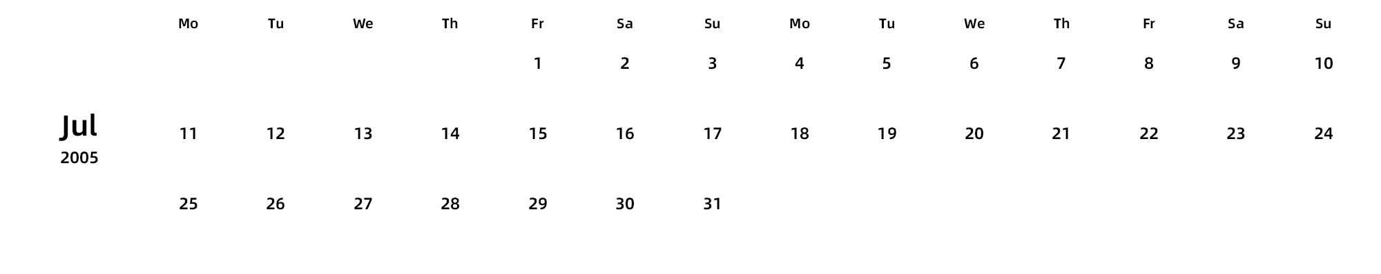 英文版 周一开始