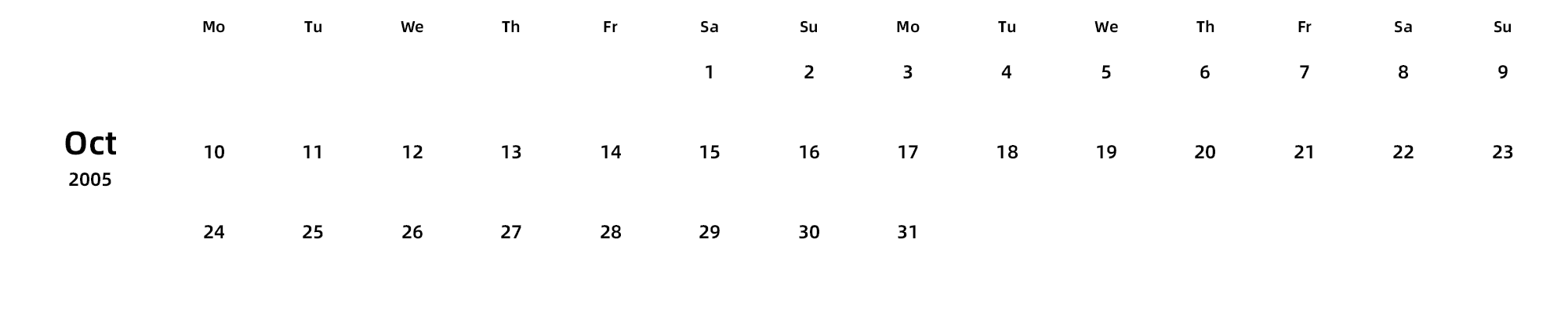 英文版 周一开始