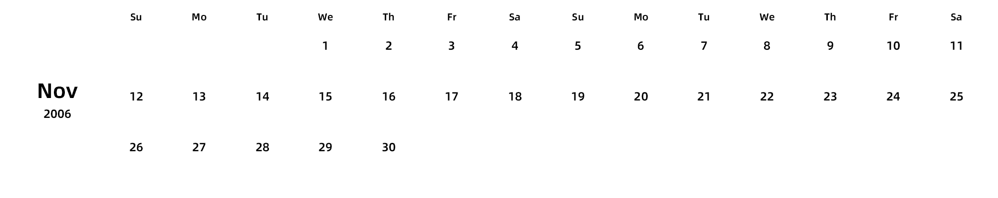 英文版 周日开始 带节假日调休安排