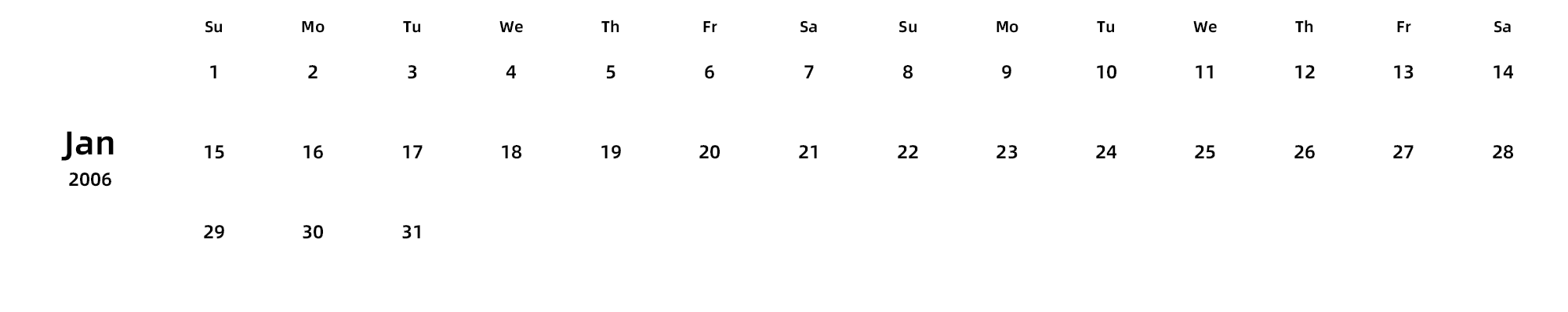 英文版 周日开始