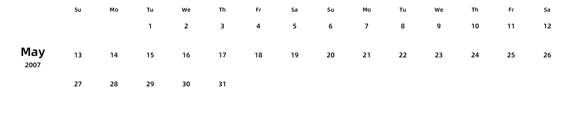 英文版 周日开始