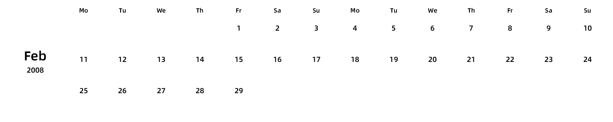 英文版 周一开始 带节假日调休安排