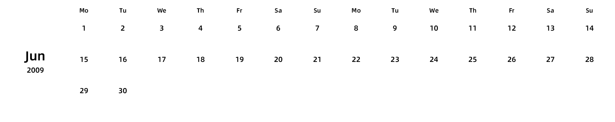 英文版 周一开始 带节假日调休安排