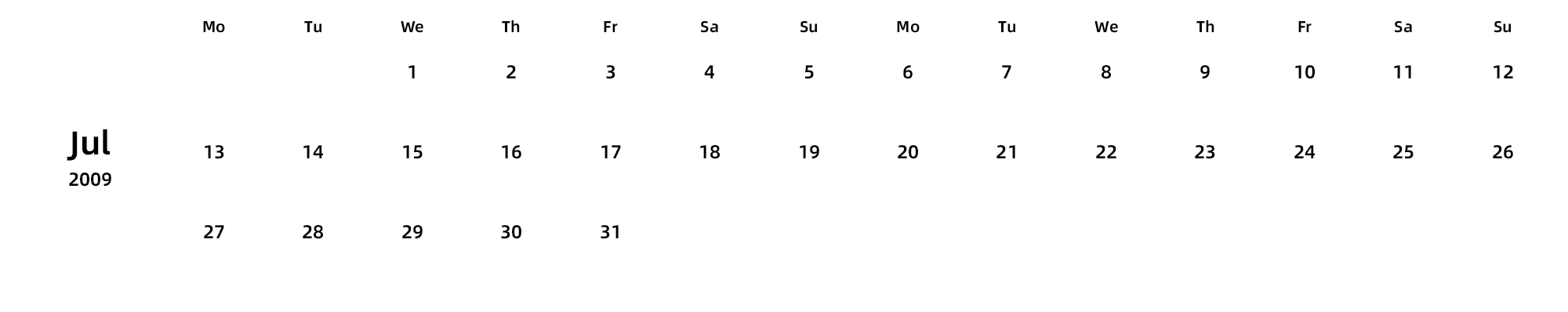 英文版 周一开始