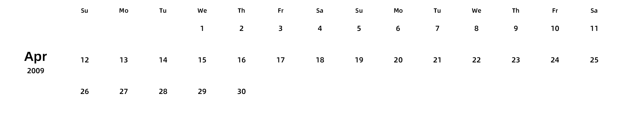 英文版 周日开始 带节假日调休安排