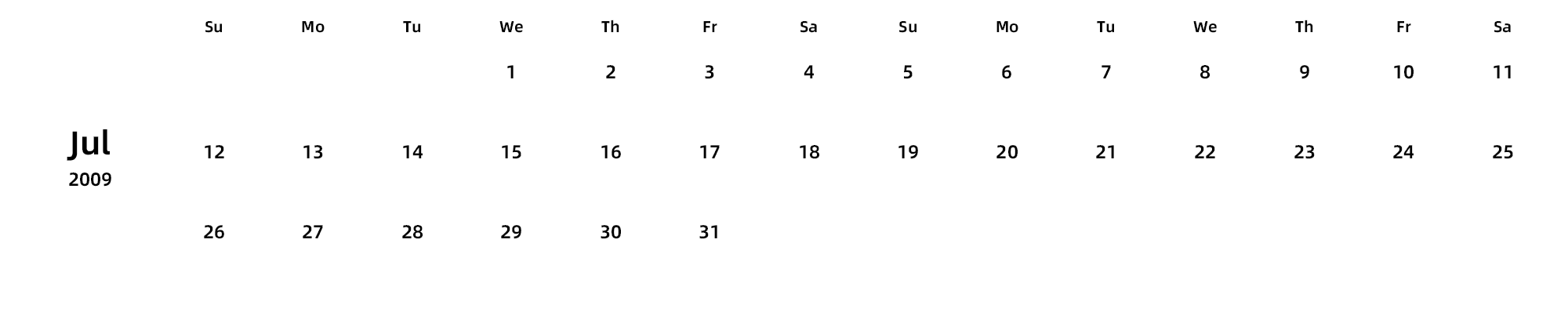 英文版 周日开始 带节假日调休安排