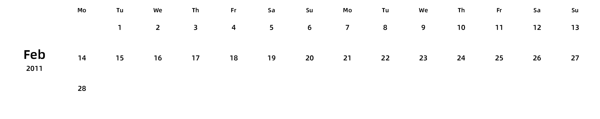 英文版 周一开始