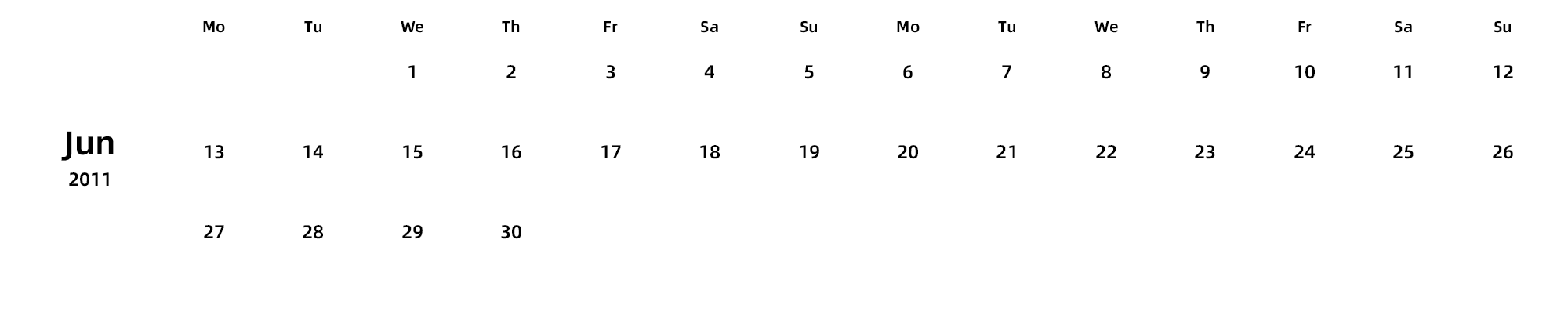 英文版 周一开始