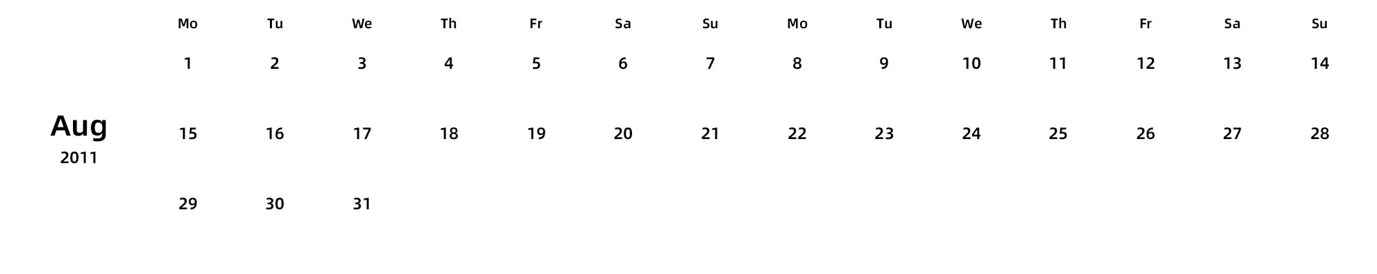 英文版 周一开始
