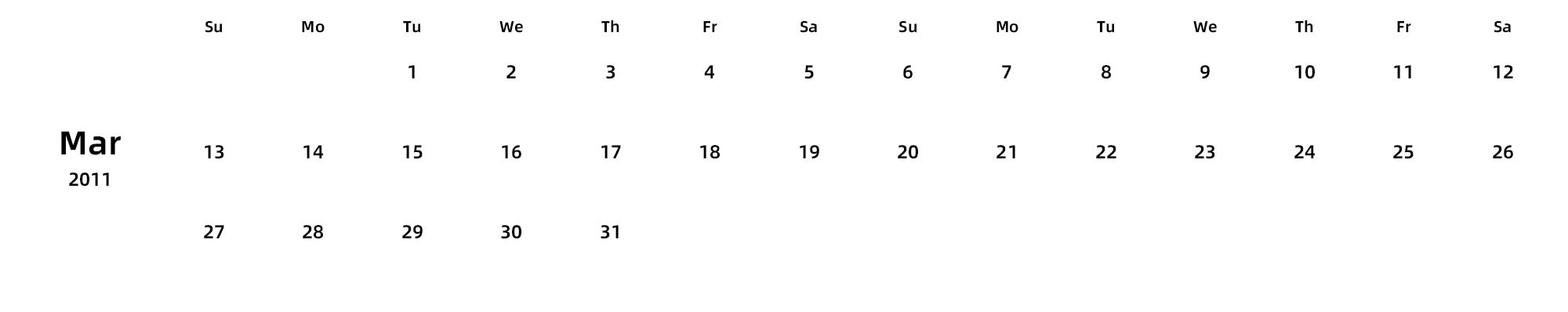 英文版 周日开始