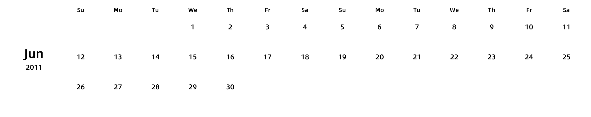 英文版 周日开始