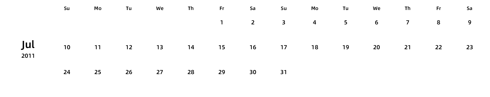 英文版 周日开始