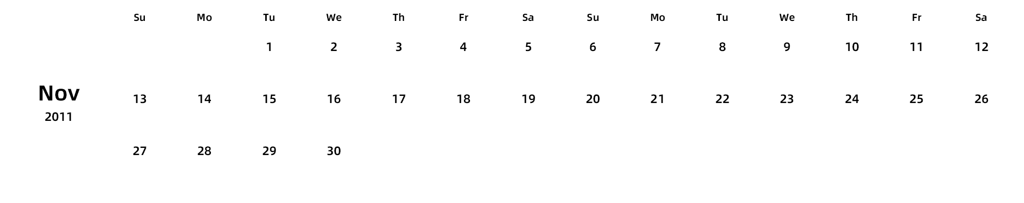 英文版 周日开始