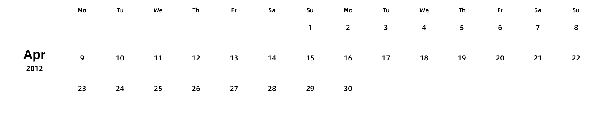 英文版 周一开始