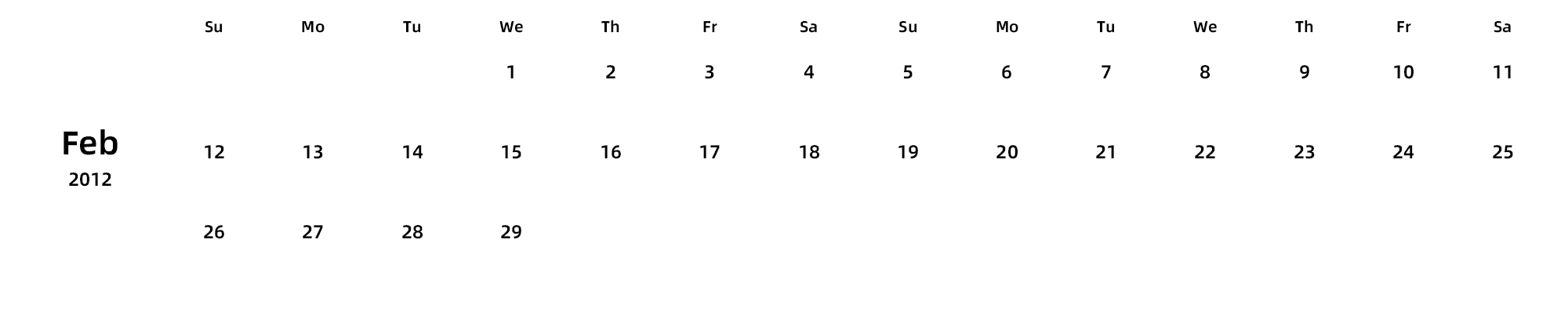英文版 周日开始