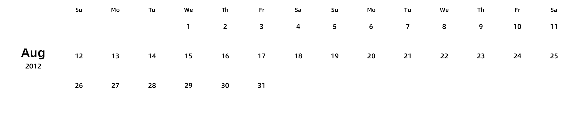 英文版 周日开始