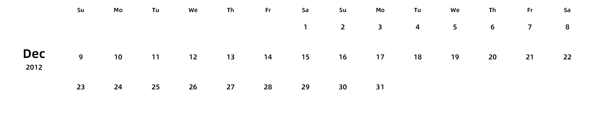 英文版 周日开始