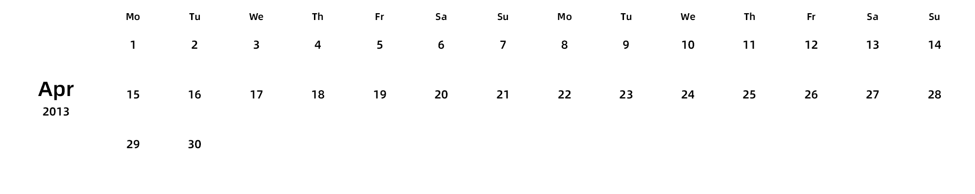 英文版 周一开始 带节假日调休安排