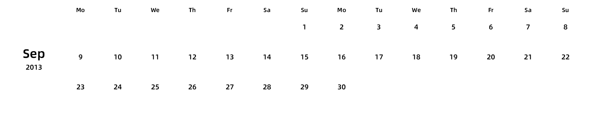 英文版 周一开始 带节假日调休安排