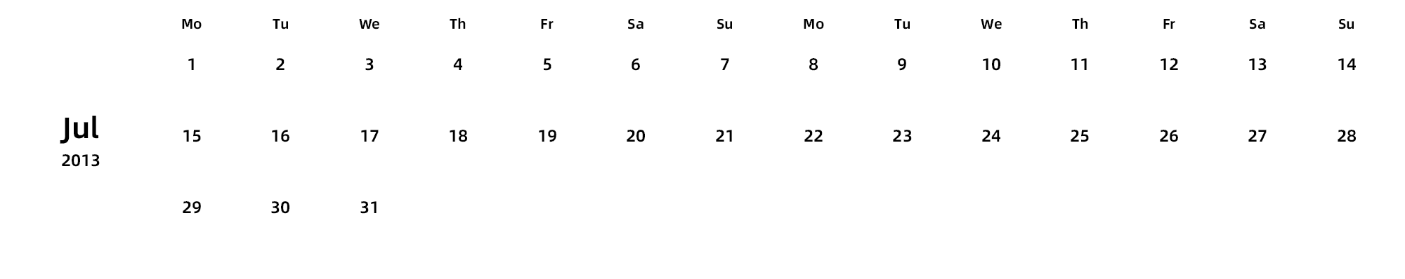 英文版 周一开始