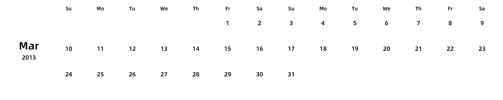 英文版 周日开始 带节假日调休安排