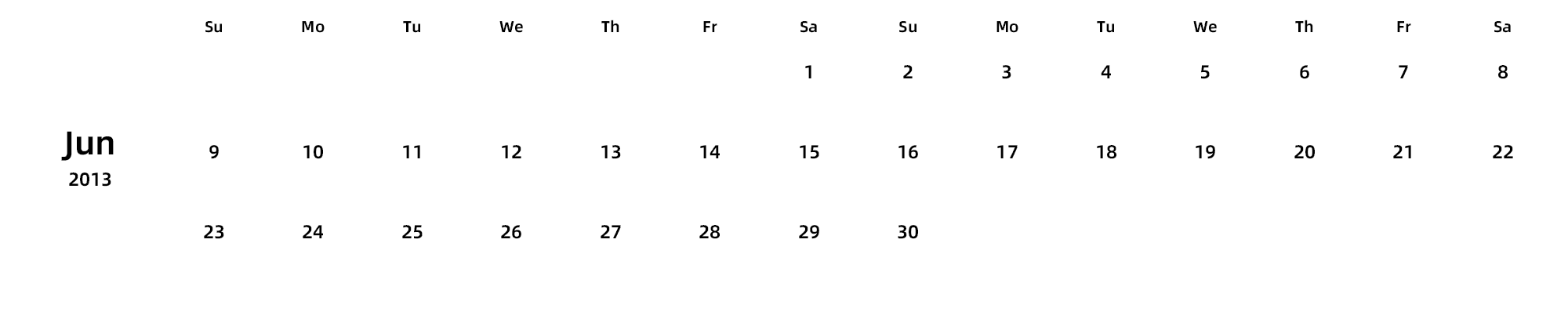 英文版 周日开始 带节假日调休安排