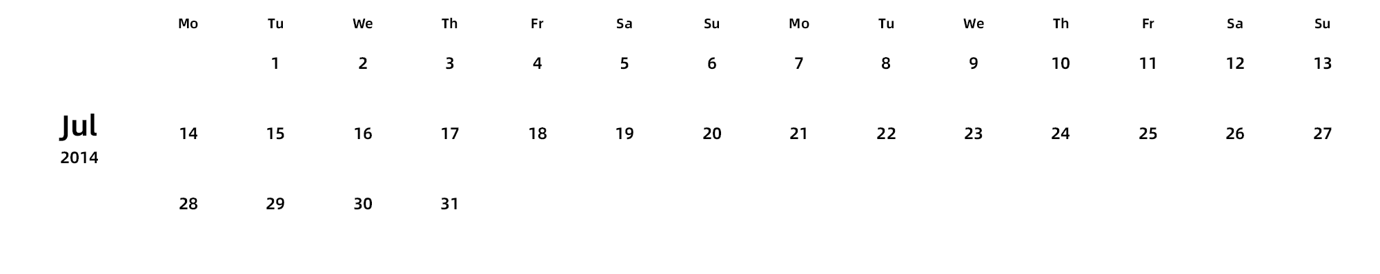 英文版 周一开始