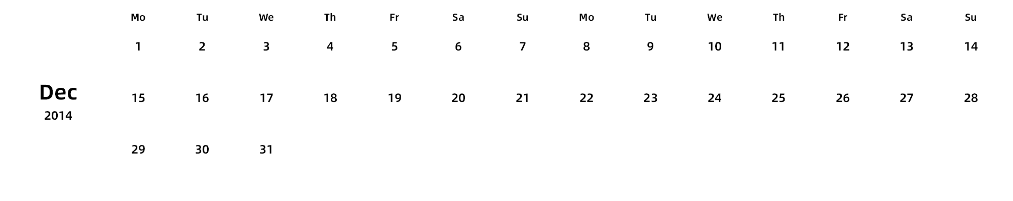 英文版 周一开始