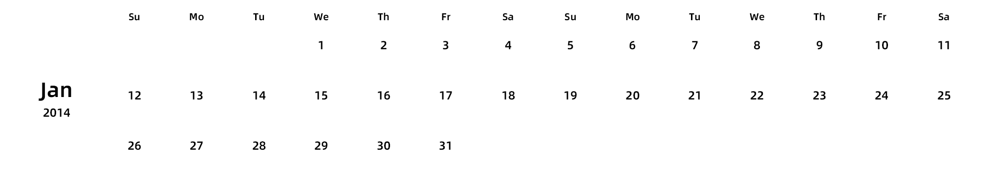 英文版 周日开始