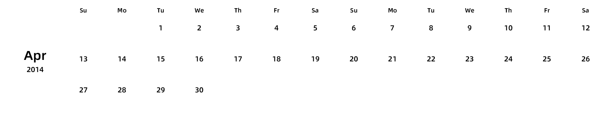 英文版 周日开始