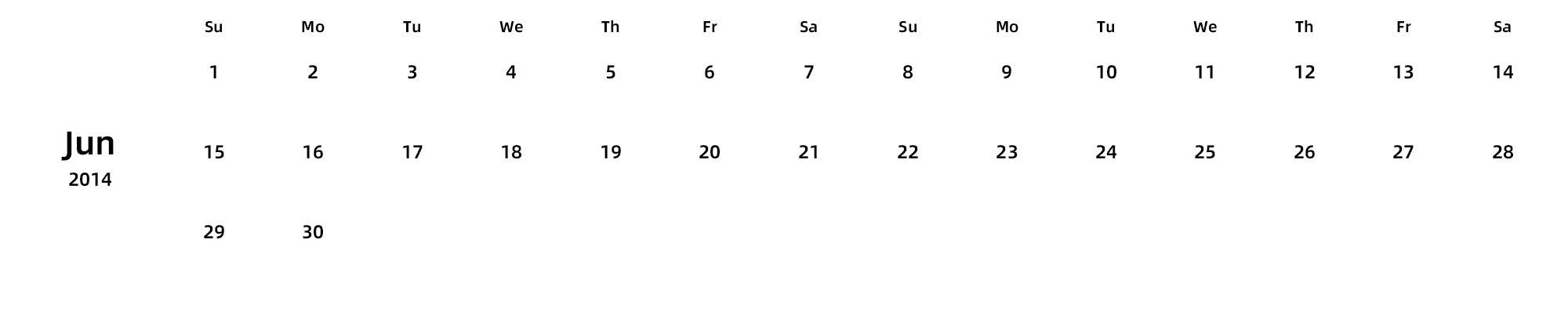 英文版 周日开始