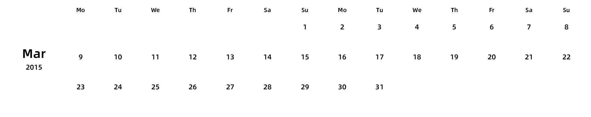 英文版 周一开始